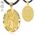 Fine Jewelry 925 Sterling Silver 18K Gold Plated Jewellery Oval Shaped Saint Archangel ST Jude Pendant Necklace for Men or Women
