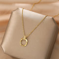 Wholesale Stainless Steel 18k Gold Necklace Designer Rectangular Diamond Double Ring Pendant Necklace