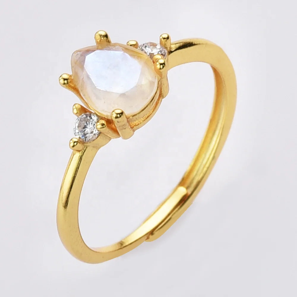 SS233 New Arrival Wholesale Women Jewelry Drop Moonstone Ring Engagement Wedding Promise Rings