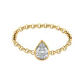 Milskye 925 Silver Delicate Jewelry 18k Gold Plated Diamond Pear Bezel Thin Chain Ring