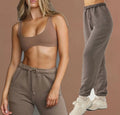 Luluxixiyaya Women Jogger Pants in Cotton Terry Vintage Fabric High Waist Drawstring Side Poickets