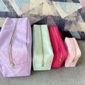 New Arrival Portable Custom Embroidery Patches Glitter Corduroy Makeup Bag Travel Small Cosmetic Bags Wholesale