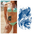 BXTAT Semi Permanent Blue Genipa Juice Tattoos of Tiger Head Fish Scorpion Keep Calm Monkey King Monk Deity or Devil GZ175to180