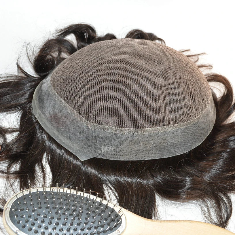 Australian Style Super Fine Swiss Lace Natural Human Hair Patch Replacement Men Toupee