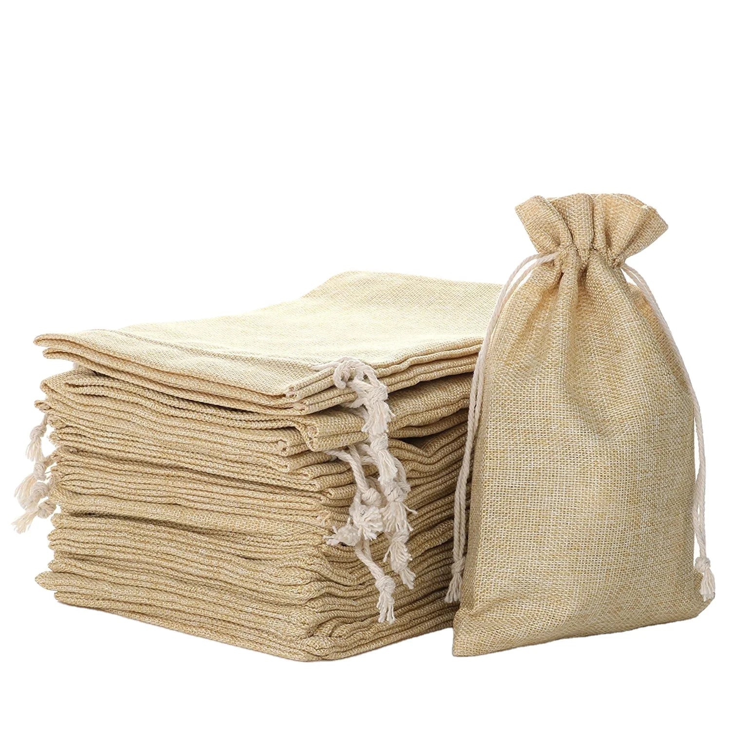 Personalized Gift Storage Drawstring Pocket Jewelry Pouch Linen Bread Bag