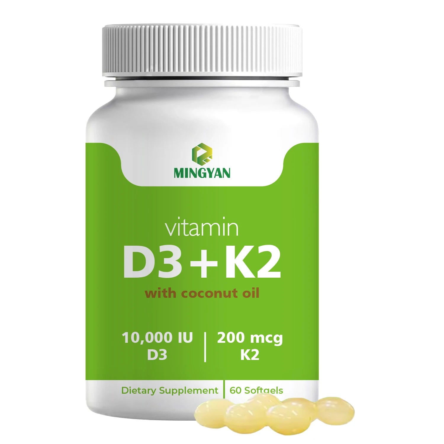 OEM/ODM Private Label Softgel 2-1 Complex 1000 IU Vitamin D3 Vitamin K2 Promote Calcium Absorption Bone Immune Health Adult