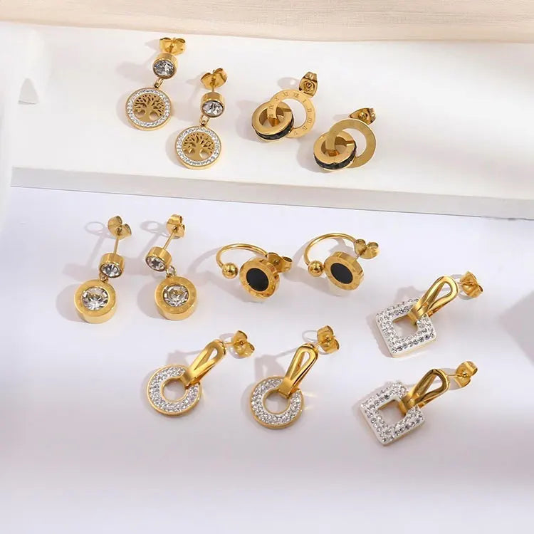 Wholesale Gold Plated Jewelry Huggie Charms Earrings with Zircon Desgisn Fine Jewelry Earrings Gold Hoop Earrings Tarnish Free