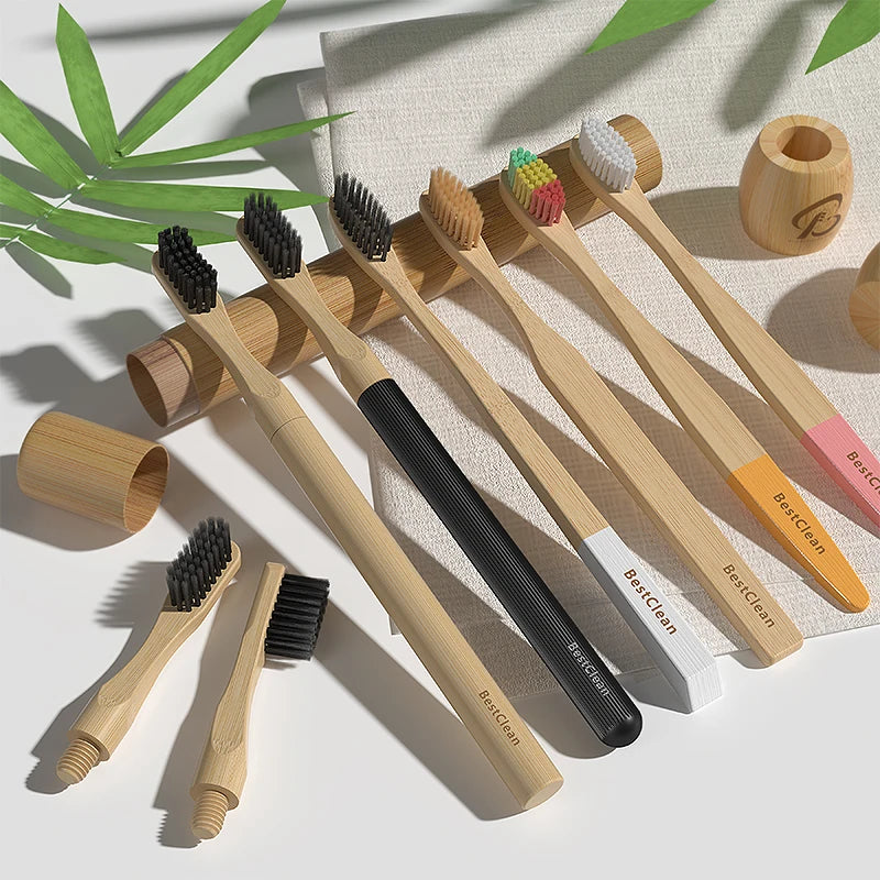Customized Packing and Logo Toothbrush Cleaner Disposable Bamboo Toothbrush