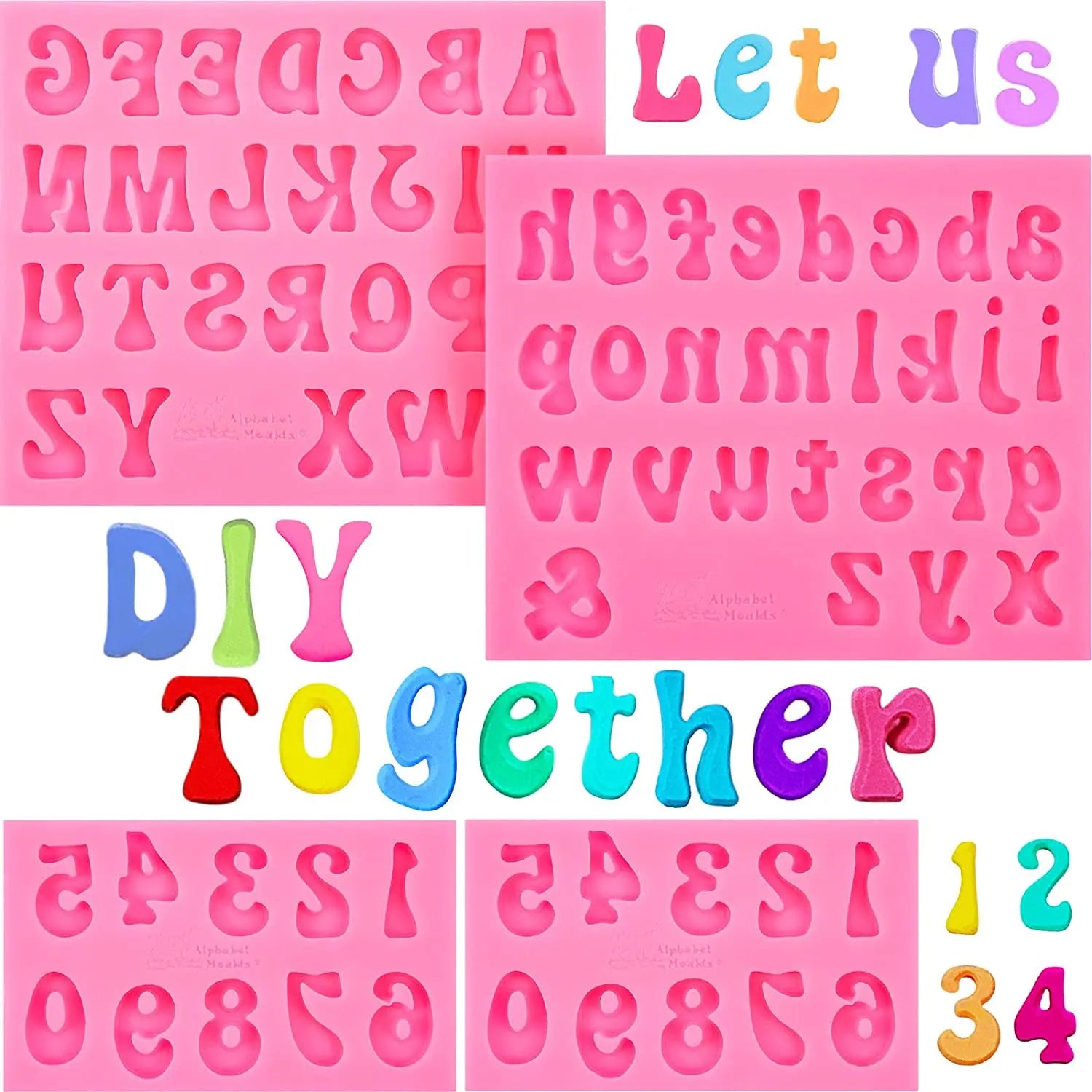 Handmade Chocolate Fondant Molds Silicone Letter and Number Candy Mold Uppercase & Lowercase 0-9 Cake Tools