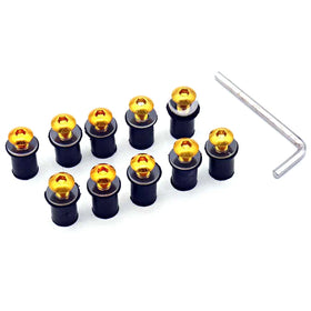 10pcs/Set Kit Motorcycle M5 15mm Metric Rubber Well Nuts Windscreen Fairing Cowl Anodized Aluminum Motor Screws Bolts
