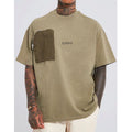 L230667 Factory Custom Zip up Pocket Streetwear Hip Hop T-Shirts Active Gym 100% Cotton Crew Neck Plain Blank Tshirts for Men