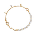 Milskye Ladies 925 Silver Irregular Geometric Sphere starburst Cz Freshwater Pearl Bracelet