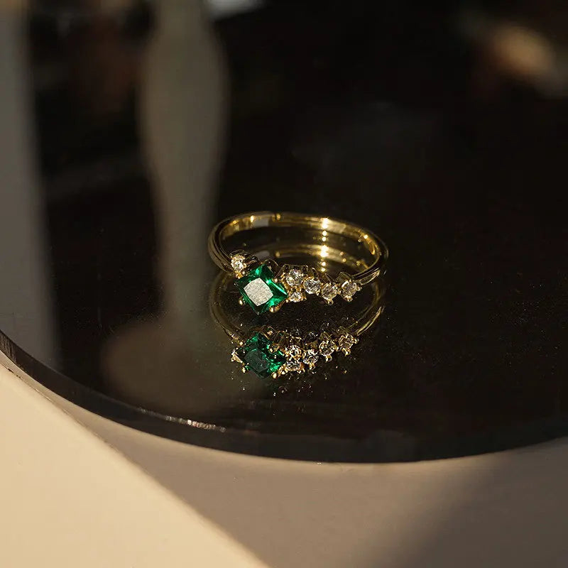 Midsummer Night Pure 925 Sterling Silver Vintage Luxury Emerald Zircon Engagement Finger Rings for Women Jewelry