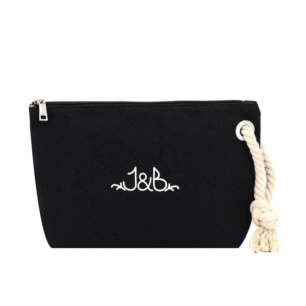 Wholesale 2024 Natural Cotton Makeup Cosmetic Bag Cotton Rope Portable Toiletry Bag Eco Canvas Wash Bag for Gift