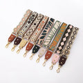 Meetee B-J232 the New Ethnic Style Jacquard Webbing Can Be Adjusted With Leather Crossbody Wide Shoulder Strap