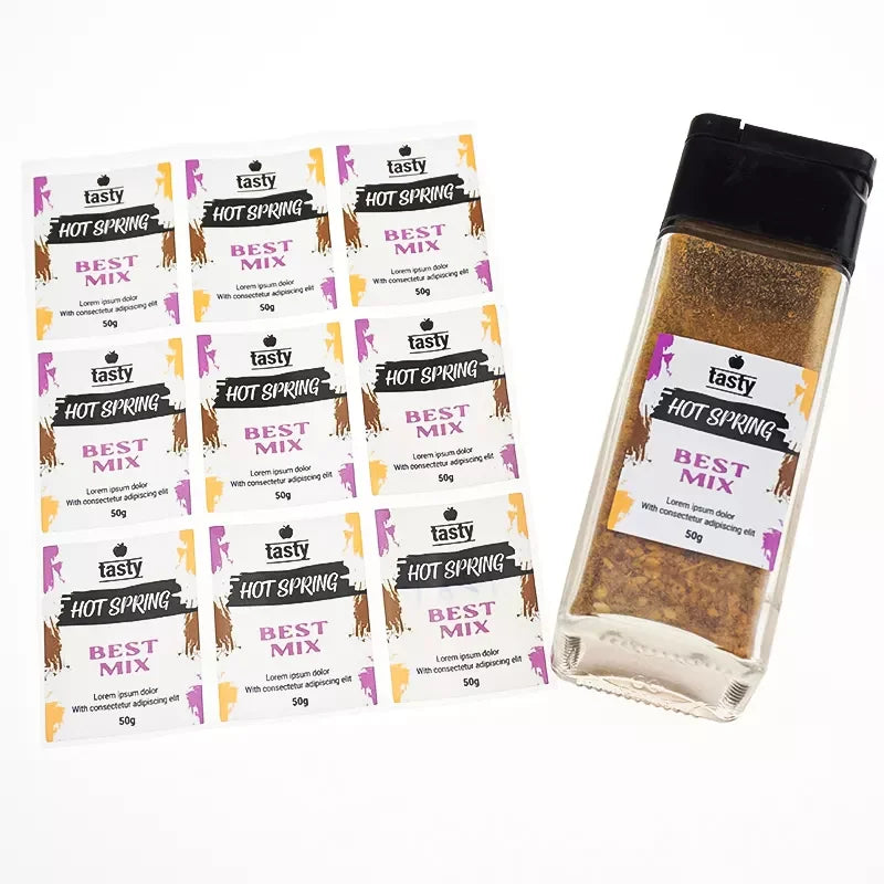 Custom Eco-friendly Printed Vinyl Kitchen Pantry Labels Self Adhesive Stickers Durable Waterproof & Oilproof Spice Jar Labels