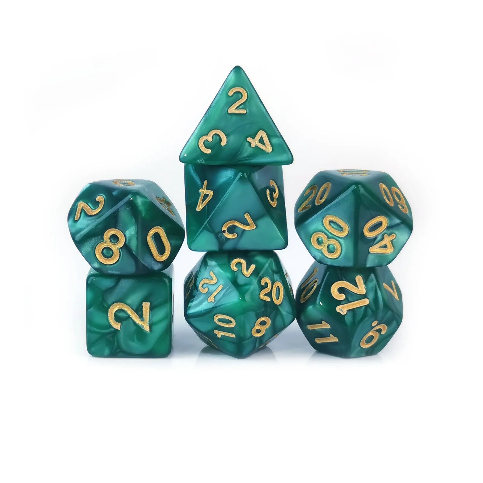 Double Colors D4 D6 D8 D10 D12 D20 Polyhedral  Dice Set Double Green 7pcs logo Dnd Custom Dice Set