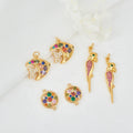 Wholesale Color Cubic Zirconia Fish Bird Shape Charms 14K Gold Plated Animal Charms for Jewelry Making Accessories