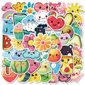 50 Pcs Small Fresh Graffiti Stickers PVC Waterproof Stickers for Skateboard Laptop Table Pencil Case Refrigerator and Books