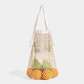 Custom Logo Large Reusable Cotton Mesh Bag Grocery Shopping Net Bags With Strings for Vegetables Fruit Food Package