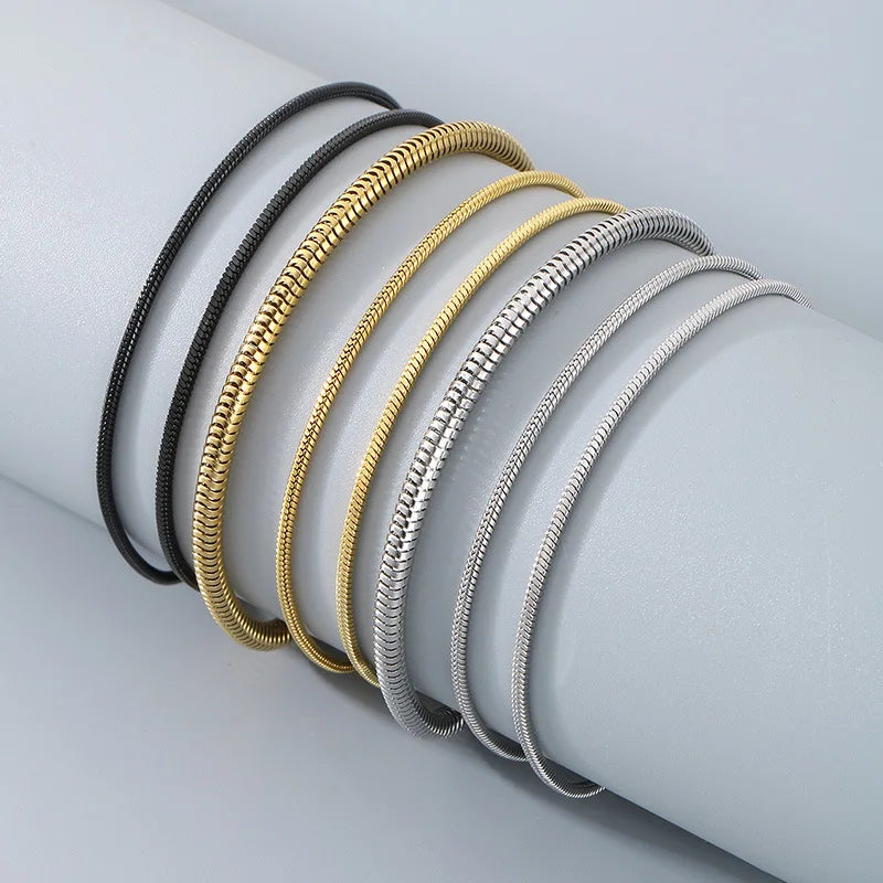 Hip Hop Style Fashion Waterproof Stainless Steel Snake Chain Bangle Bracelet Jewelry for Men Stackable Multi-Layer Wrap Necklace