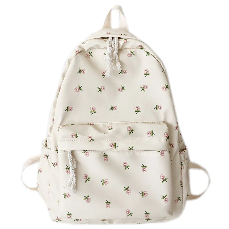 Fashion Designs College Outdoor School Bag Korean Style Pretty Full Flower Pattern Cute Backpack Student Leisure Backpack