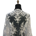 Ivory White Sequin Embroidered French Tulle Lace Fabric 3D Floral Beaded Mesh Fabric for Wedding Evening Dress