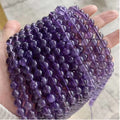 15.5" Strand Beads Round Amethyst Crystal for Jewelry Making Purple Beads 4mm and 8mm Size for Bracelet and Necklace
