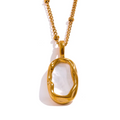 JINYOU 726 Double-sided Natural Shell Cast Pendant Necklace Stainless Steel 18K PVD Plated Stylish Gold Color Jewelry Bijoux