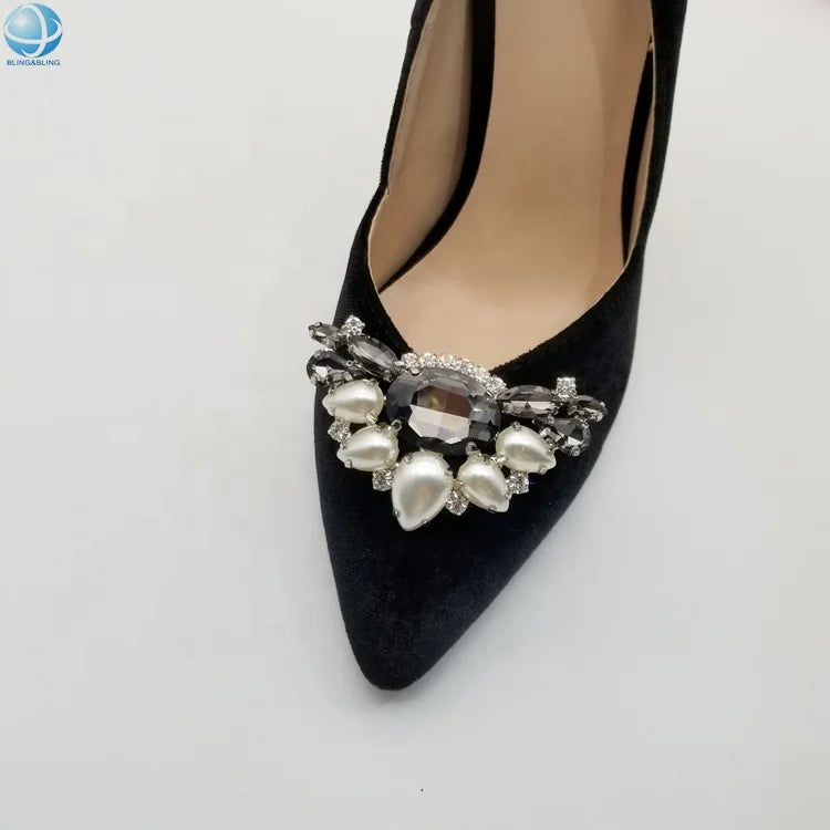 Top Quality Crystal Pearl Shoe Buckle Accessories Gold Silver Plated Alloy Removable Shoe Clips for Women Shoes Decoration Jewel