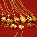 24k Gold Plated Pendent Necklace Gold Necklace Women's Flower Heart Shaped Collarbone Chain One Color Inside and Outside