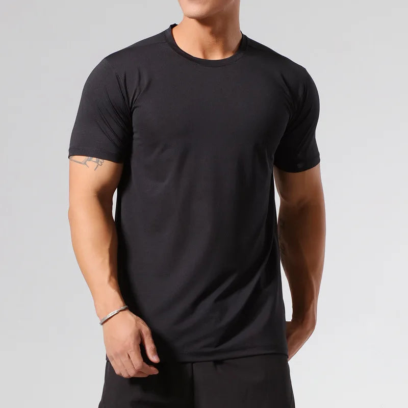 Custom logo Black t Shirt Quick Dry 100% Polyester Sports Workout Fitness Running Gym Wear Tshirt for Men