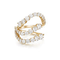 Milskye Adjustable Light Luxury Fashion 925 Sterling Silver Cz Jewelry 18k Gold Plated Triple Zircon Ring