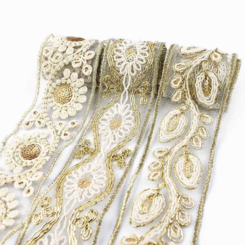 Meetee MY039 45mm Eco-Friendly Polyester Embroidered Webbing for Bags & Shoes Garment Use