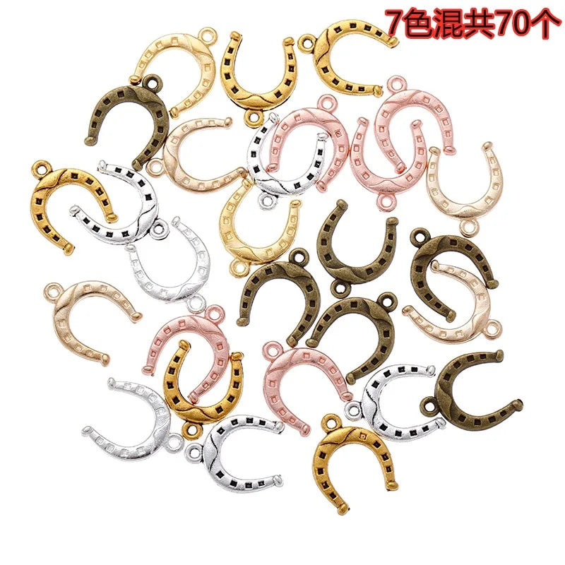 YuenZ 100pcs/bag 6 Color Horseshoe Charms alloy Pendants Antique Charm Jewelry Making DIY Handmade Craft 16*13mm D975