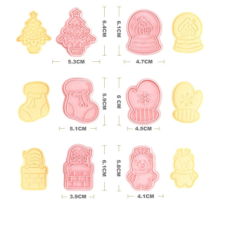 6pcs Mini Plastic 3D Home Baking Tools Holiday Cookies Decorating Christmas Cookie Cutters Home Use