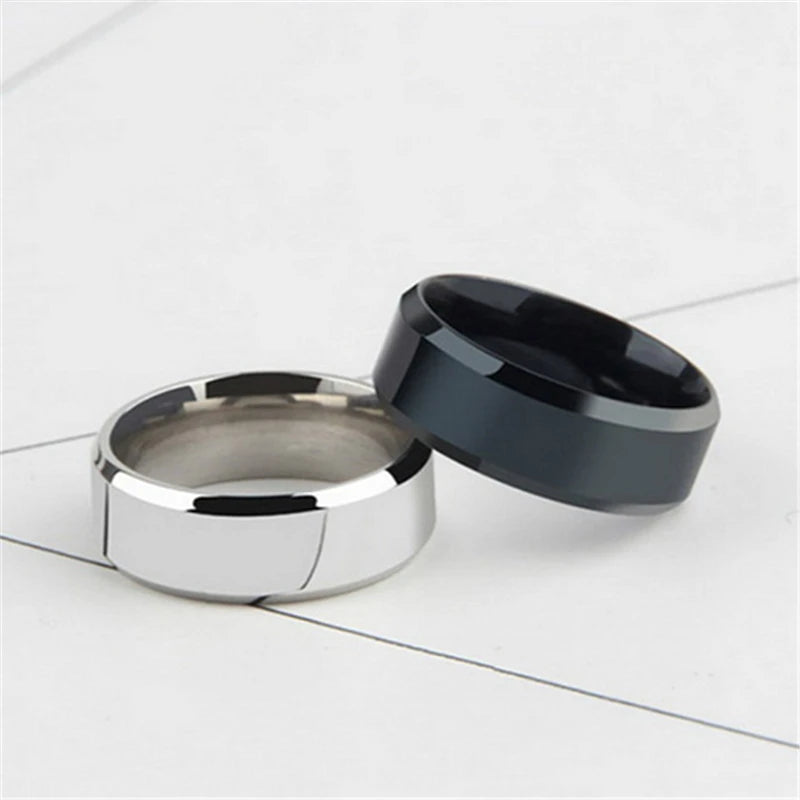 BINSHUO Titanium Stainless Steel Ring Wedding Bands Accessories Women Male Couple Jewelry Men Double Bevel Ring