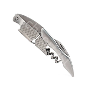 High Quality Metal Handle Spring Loaded Win Bottle Cork Screw Opener Stainless Steel Waiters Corkscrew Witn Serrated Foil Cutter
