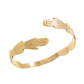 Beimai OEM Tarnish Free Jewelry Gold Stainless Steel Feather Women Cuff Bangle