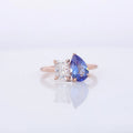 Starsgem 14K Solid Gold Moissanite & Sapphire Toi Et Moi Two Stone Wedding Engagement Ring