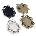 18x25mm Inner Size Antique Silver Colors Bronze Black Plated Brooch Pin Classic Style Cameo Cabochon Base Setting