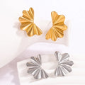 Wholesale Simple Fashion Gold Plated Stainless Steel Glossy Bump Fan Shape Stud Earring for Women Jewelry