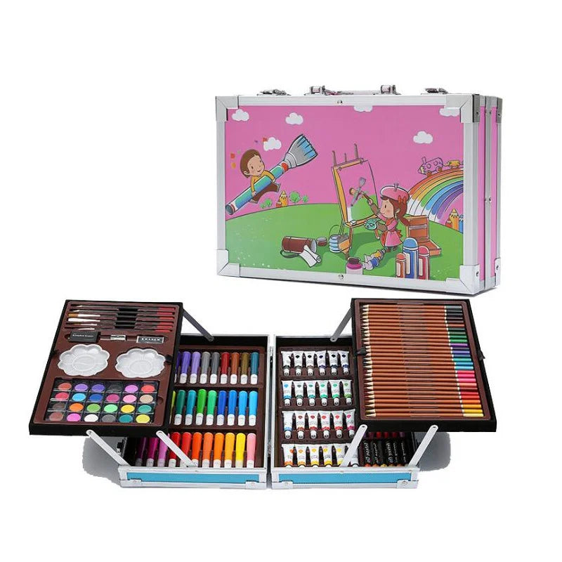145 Pcs Painting Tools Set Portable Markers Color Pencil Kids Gift School Children Student Cartoon Stationery Painting Art Set