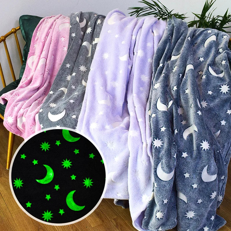 Wholesale Stock Thickened Luminous Double-sided Flannel Fleece Office Nap Sofa Bed Throws and Blankets