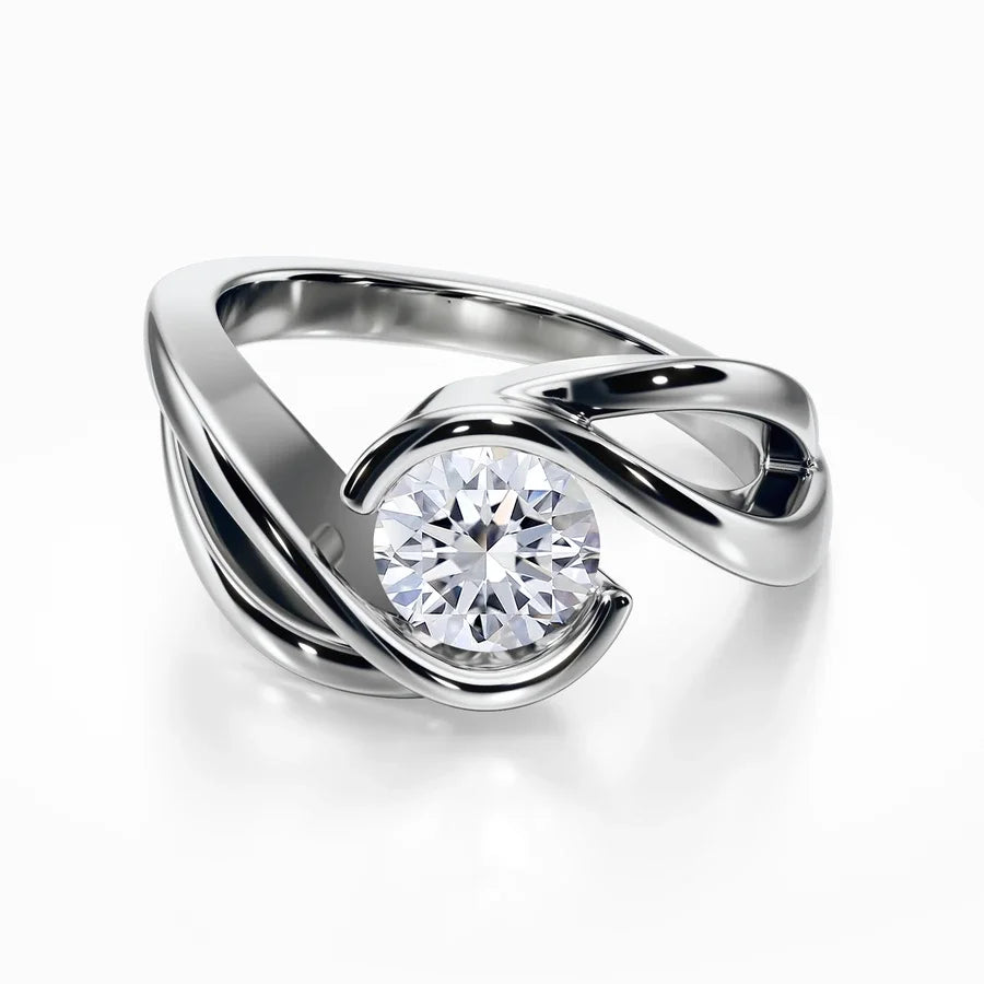SGARIT Custom 18k White Gold Engagement Wedding Jewelry Lab Grown diamond Ring 1ct 2ct Round Cut VS D High-end Design for Women MegaBDM
