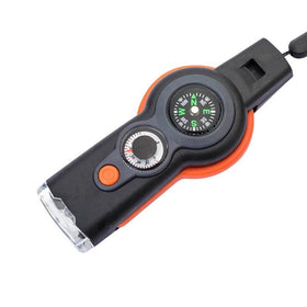 7-in-1 Survival Whistle Safety Whistle Hiking Essentials Outdoor Multifunctional Tool with a Mini Flashlight