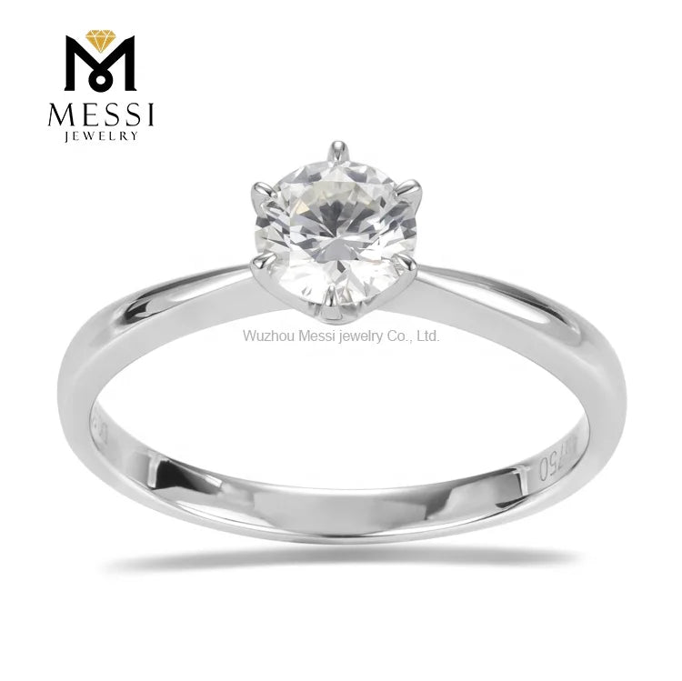 Messi Jewelry DEFG/VS-SI 0.5ct CVD HPHT Lab Grown Diamond Ring Six Prong Setting Wedding Engagement Diamond Ring