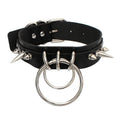 Harajuku Women Punk O Ring Chain Faux Leather Choker Collar Necklace Rivet Spikes Girl's Adjustable Choker Necklace