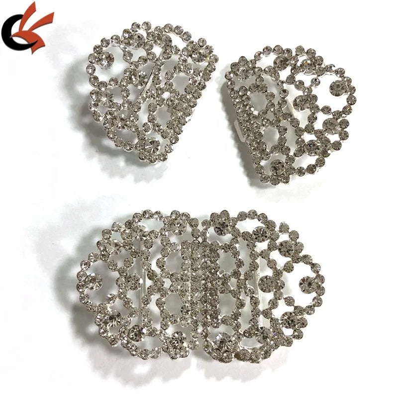 Wedding Invitation Card Decoration Silver Metal Crystals Rhinestone Clasp Buckles Ring Type Rings