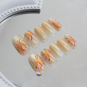 Holographic Emboss Firework Designs Shining Colorful Rainbow Adhesive Nail Art Sticker Decals